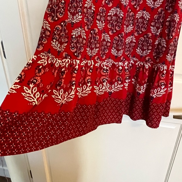 M&S Collection, red sundress with pink, white and blue small flower pattern. - Picture 3 of 4